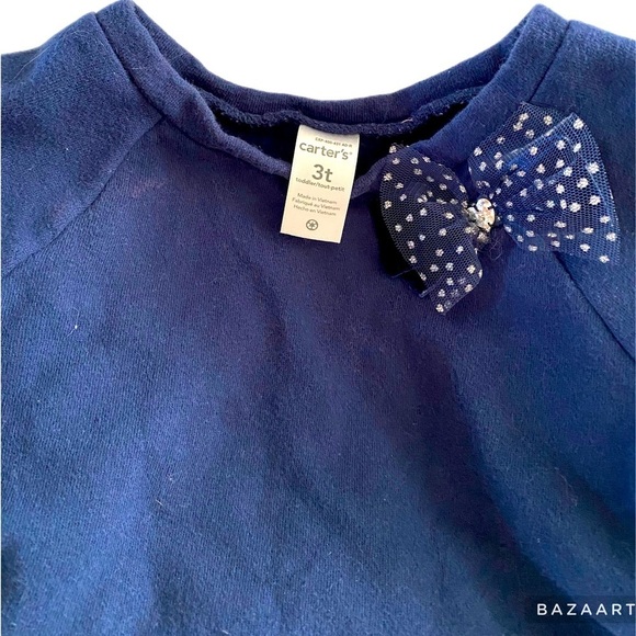 VGUC Carters Top,Pullover,Sweatshirt, Sz 3T, Bow detail, Velour, Embellishment​ - Picture 2 of 6